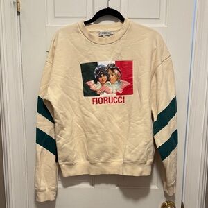 Fiorucci Beige Sweatshirt with Teal Stripes